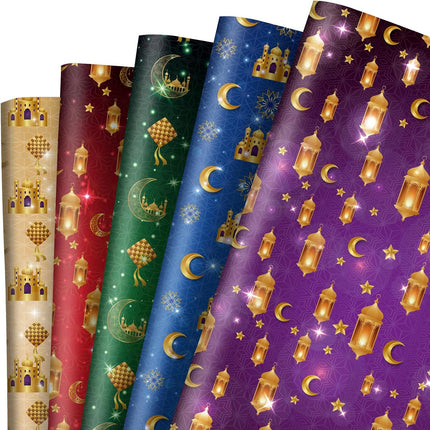 10PCS Eid Mubarak Wrapping Paper Ramadan DIY Crafts Birthday Gift Paper