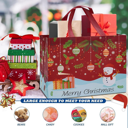 12-Pack Large Christmas Gift Bags Reusable Non-Woven Tote Bags for Holiday Gifts