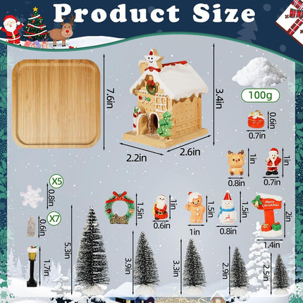 29PCS Christmas Village Set Mini Figures Trees Houses Snowman Santa Decor