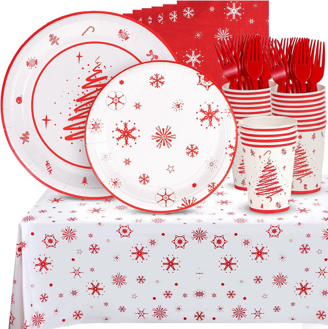 Merry Christmas Party Plates and Napkins Disposable Holiday Tableware