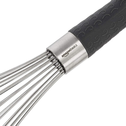 3 Pack Stainless Steel Whisk Set Black Silver Ergonomic Handle Cooking Mixing