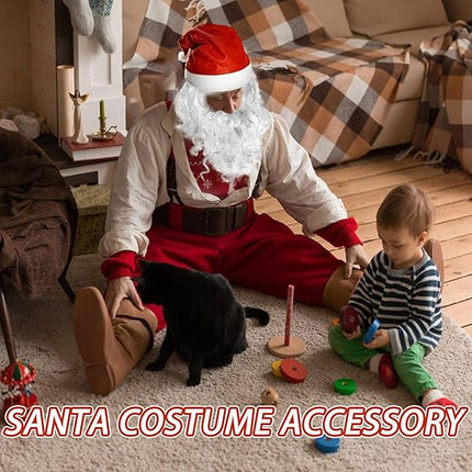 6Pcs Santa Costume Accessory Set – Includes Santa Hats, Wigs, Beards, Eyebrows, Glasses & Gloves