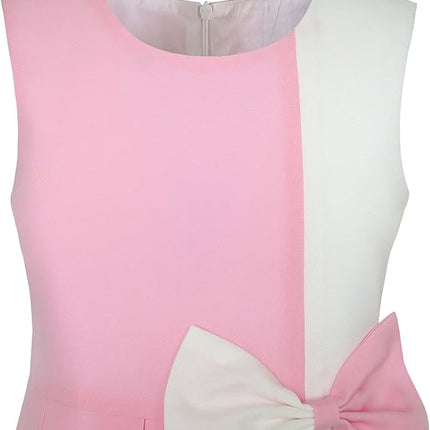 Kids Girls Contrast Bow Tie Dress Color Block Everyday Party Dress Size 4-14