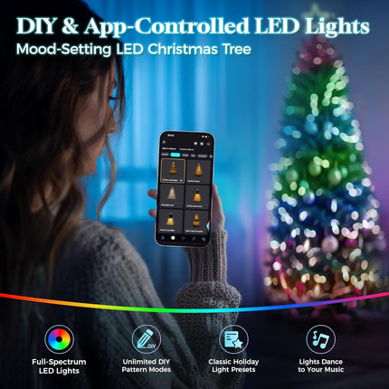 6ft Prelit Christmas Tree – 247 LED App-Controlled Multi-Color RGBW Lights
