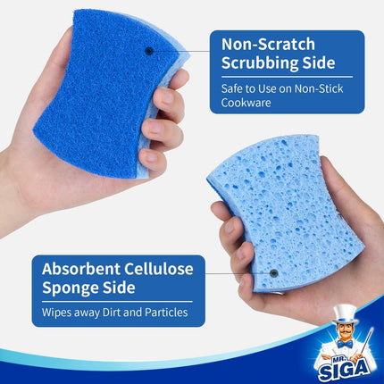 12 Pack Non Scratch Cellulose Scrub Sponges Dual Sided Kitchen Dish Sponge