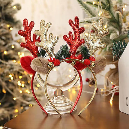 Christmas Deer Antler Headband | Sequined Party & Costume Accessory