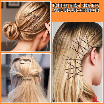 300pcs Hair Pins & Bobby Pins Set 100 Brown Pins 100 Hair Pins 100 Hair Bands