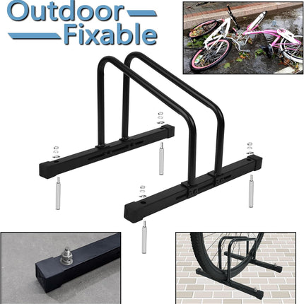 Adjustable Bike Stand Floor Rack, Fits 20-29in MTB & Road Bikes, Indoor Outdoor