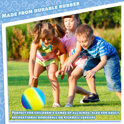 8.5" Inflatable Rubber Playground Ball with Pump – Kickball, Dodgeball, Four Square