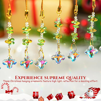12PCS Crystal Christmas Suncatchers – Glass Prism Ornaments with Beads