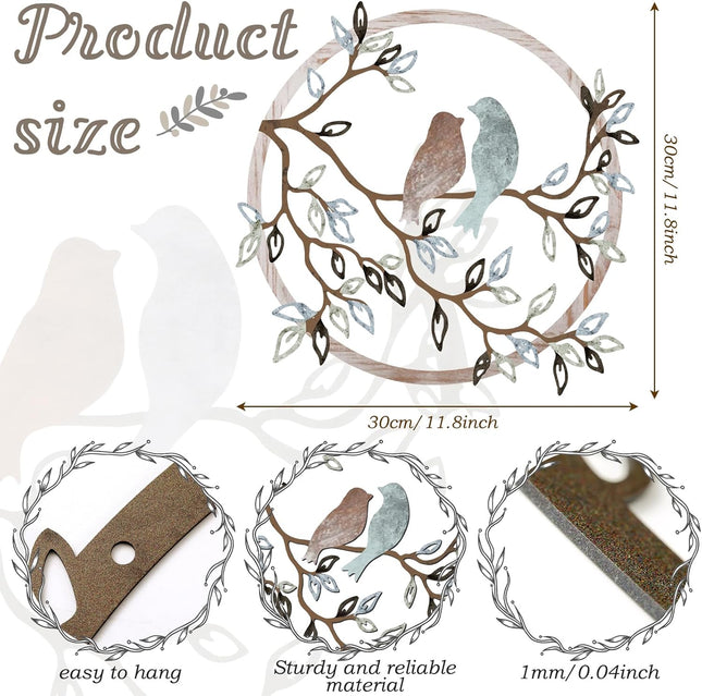 Metal Wall Art – Bird on Tree Branch Silhouette, Home & Office Decor, Fresh Color