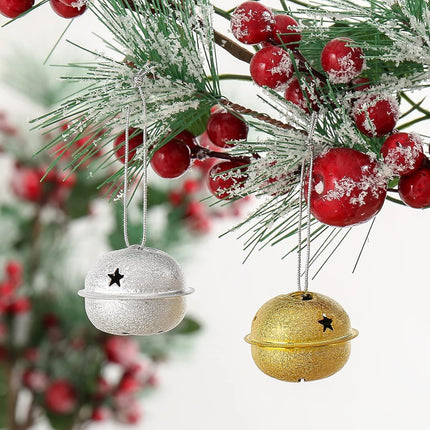 24PCS Snowflake Jingle Bells – 1.6" Silver & Gold Holiday Craft Decorations
