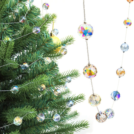 9.8Ft Crystal Glass Ball Garland | 48 Beads Prism Strands Multicolor Decor