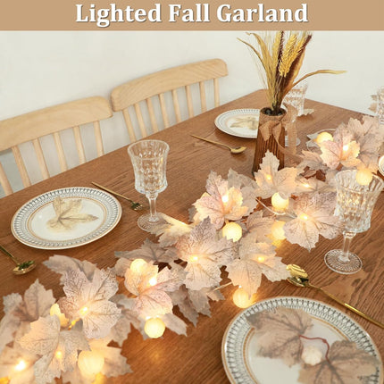 Autumn 3-Pack 60LED Pumpkin & Maple Leaf Garland Lights – Thanksgiving Home Decor