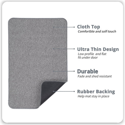 Ultra Thin Grey Bath Mat 17x27 Inch Quick Dry Non Slip Bathroom Rug