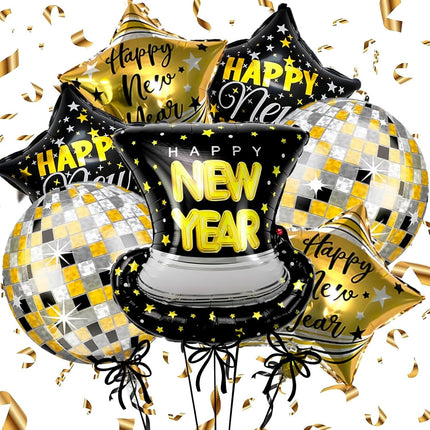 Happy New Year 2026 Headband – Silver Star Glitter Hair Band for Party