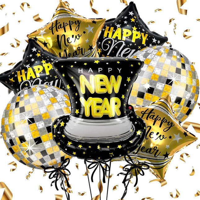 Happy New Year 2026 Headband – Silver Star Glitter Hair Band for Party