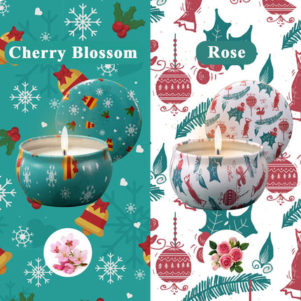 2PCS Aromatherapy Candles – Rose & Cherry Blossom Soy Candles for Yoga & Bath