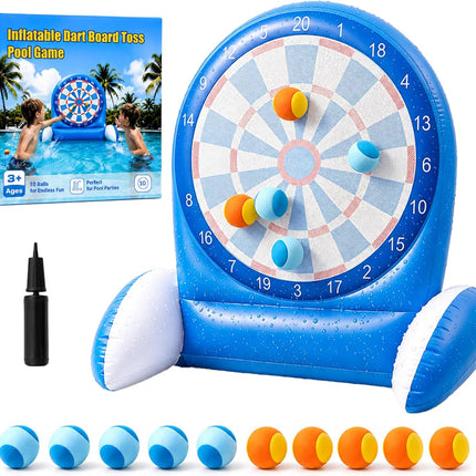 Dart Board Water Game Pool Toy with Sticky Balls & Air Pump Kids Ages 3-12