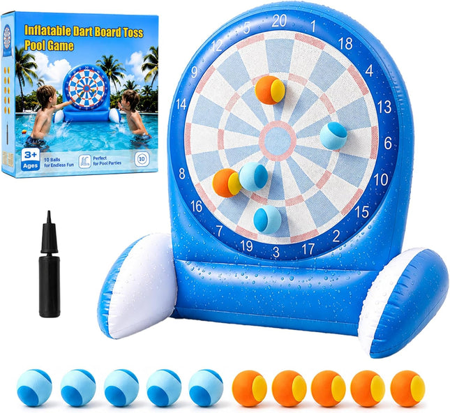 Dart Board Water Game Pool Toy with Sticky Balls & Air Pump Kids Ages 3-12