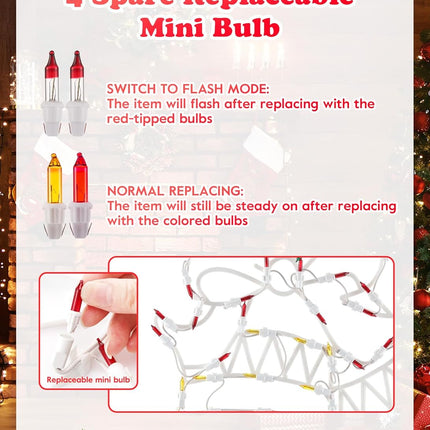 4 Pack Christmas Window Silhouette Lights Wreath, Candy Cane, Snowflakes, Snowman