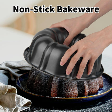 9.5in Non Stick Bundt Cake Pan Carbon Steel Fluted Tube Baking Mold
