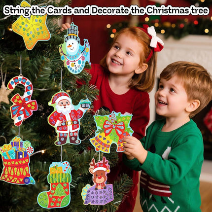 Christmas Art Craft Kit for Kids 10 Sets Mosaic Stickers Travel Toy Gifts
