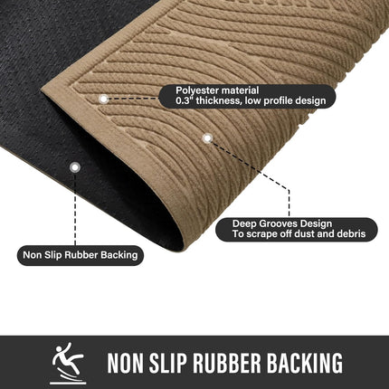 Sturdy Front Door Mat – Absorbent, Non-Slip, 29×17, Beige, Indoor/Outdoor