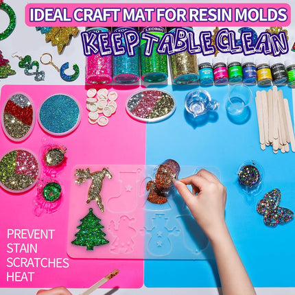 Silicone Craft Mat Set 2 PCS 15.7x11.7 Resin Mold Playdough Clay Paint Mats
