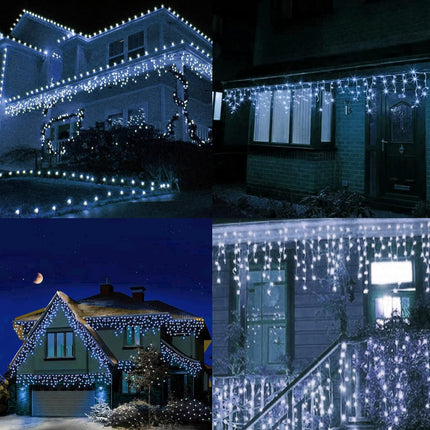 360 LED Christmas Icicle Curtain Lights – 29.5FT White Fairy String Lights