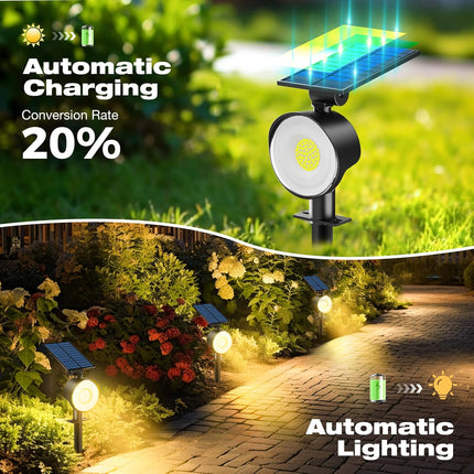 4-Pack Solar Spot Lights – 53 LEDs, Waterproof, 3 Modes, Warm White