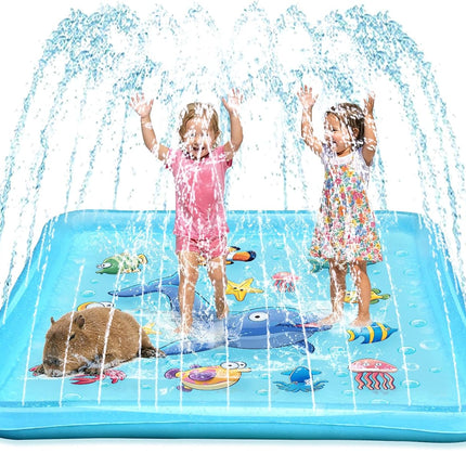 Toddler Splash Pad with Sprinkler, Inflatable Wading Pool Backyard Toy