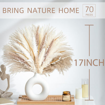 70PCS Natural Dried Pampas Grass Bouquet for Boho Home Decor & Wedding Arrangements