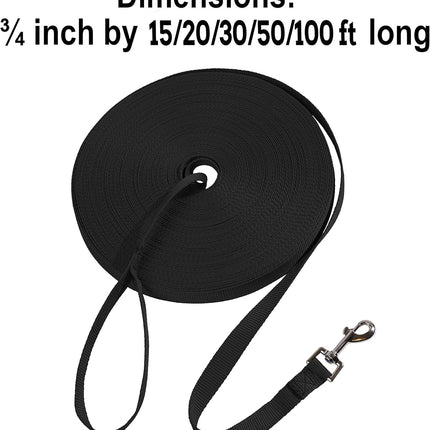 20ft Dog/Puppy Training Leash – Obedience, Recall, Agility, Black