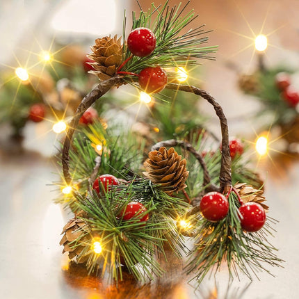 6.5FT Pine Cone Christmas Garland, 20LED Battery Operated String Lights for Festive Decor