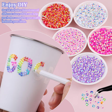 34000Pcs Resin Jelly Rhinestones Flatback Gems with B7000 Glue for Crafts