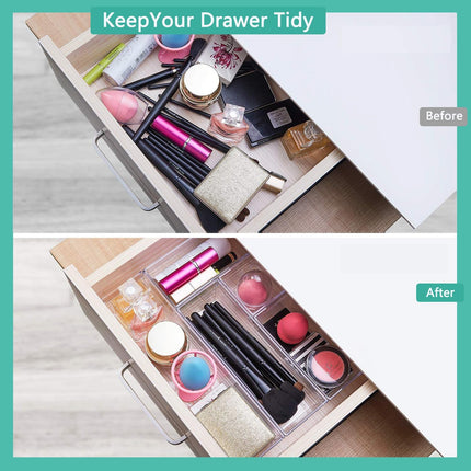 6-Pack Clear Acrylic Drawer Organizers – Storage Trays for Makeup & Jewelry