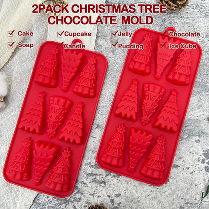 2PCS Christmas Tree Silicone Molds – Chocolate, Candy, Candle & Resin Baking Mold