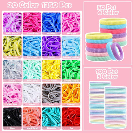 1543Pcs Girls Hair Accessories Set, Elastic Bands, Clips & Comb with Box