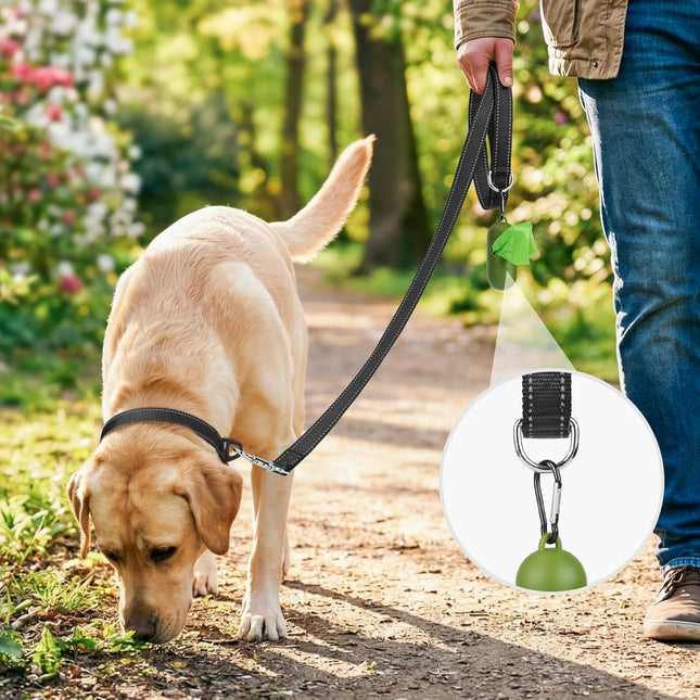 6 FT Dog Leash – Reflective, Padded Handle, Heavy Duty Nylon, Black