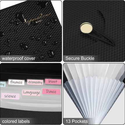 13 Pocket Expanding File Folder Accordion Organizer with Labels Letter A4 Size