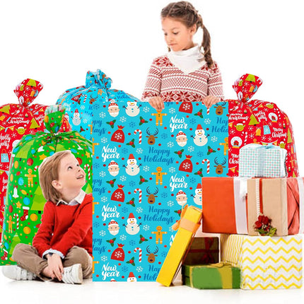 6-Pack Large Christmas Gift Bags – Jumbo Xmas Presents Bags 49x35.5 & 36.5x34.5 with Hang Tags