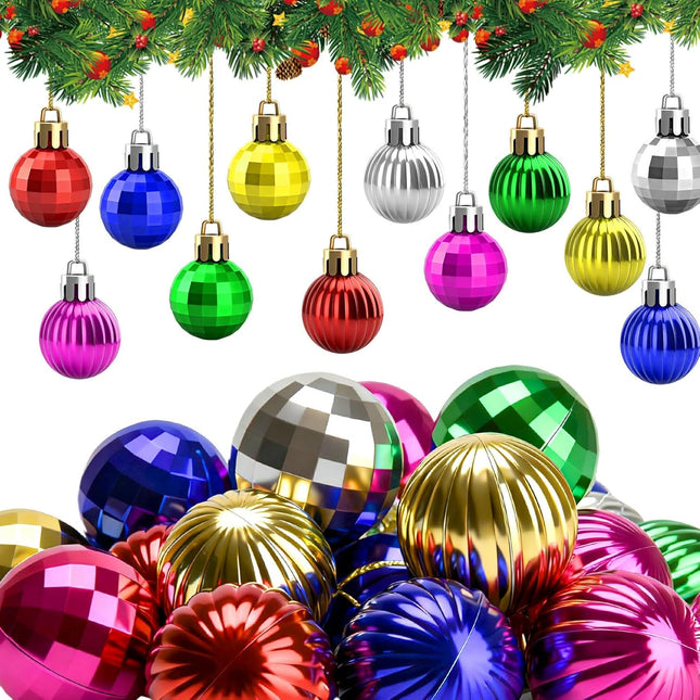 24PCS Mini Christmas Balls – 1.18" Shatterproof Colorful Tree Ornaments
