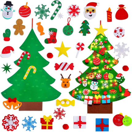 Christmas Tree DIY Felt Set – Tic-Tac-Toe Game & Wall Hanging Decorations for Kids