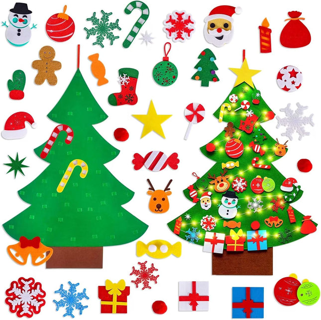 Christmas Tree DIY Felt Set – Tic-Tac-Toe Game & Wall Hanging Decorations for Kids