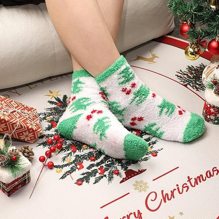 6-Pair Set of Adult Christmas Socks – Cozy, Fuzzy, Plus-Size Holiday Warmth