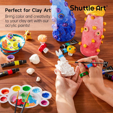 16-Piece Acrylic Paint Set – Rich Pigments for Canvas, Wood, Fabric & Clay