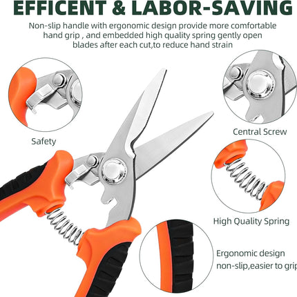 3-Pack Garden Pruning Shears – Stainless Steel Clippers & Snips for Gardening