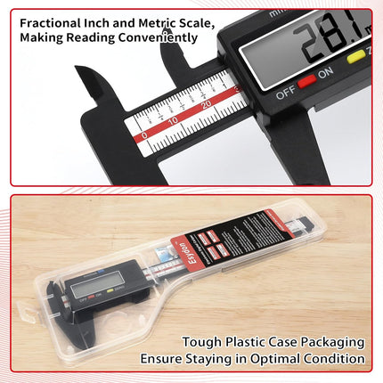 6 Inch Digital Caliper with LCD Screen Inch Metric Conversion Measuring Tool