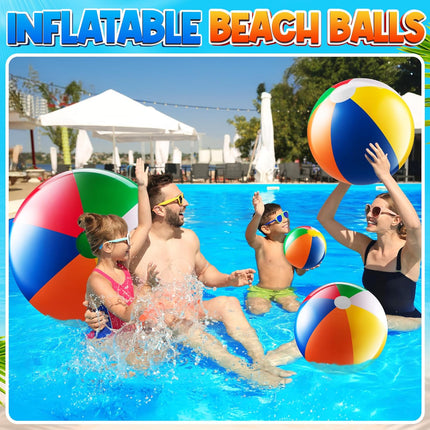 4PCS Rainbow Beach Balls Inflatable Pool Beach Toys for Summer Outdoor Fun